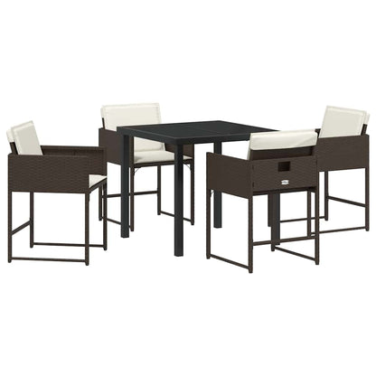 Garden Dining Set 5 pcs Brown Poly Rattan