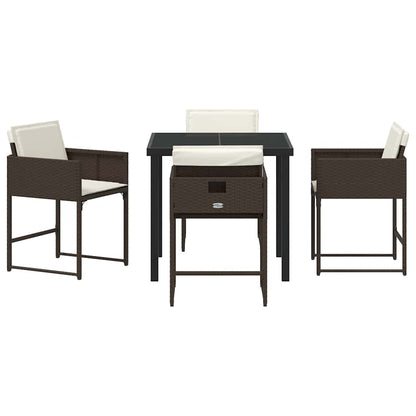 Garden Dining Set 5 pcs Brown Poly Rattan