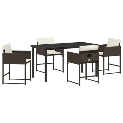 Garden Dining Set 5 pcs Brown Poly Rattan