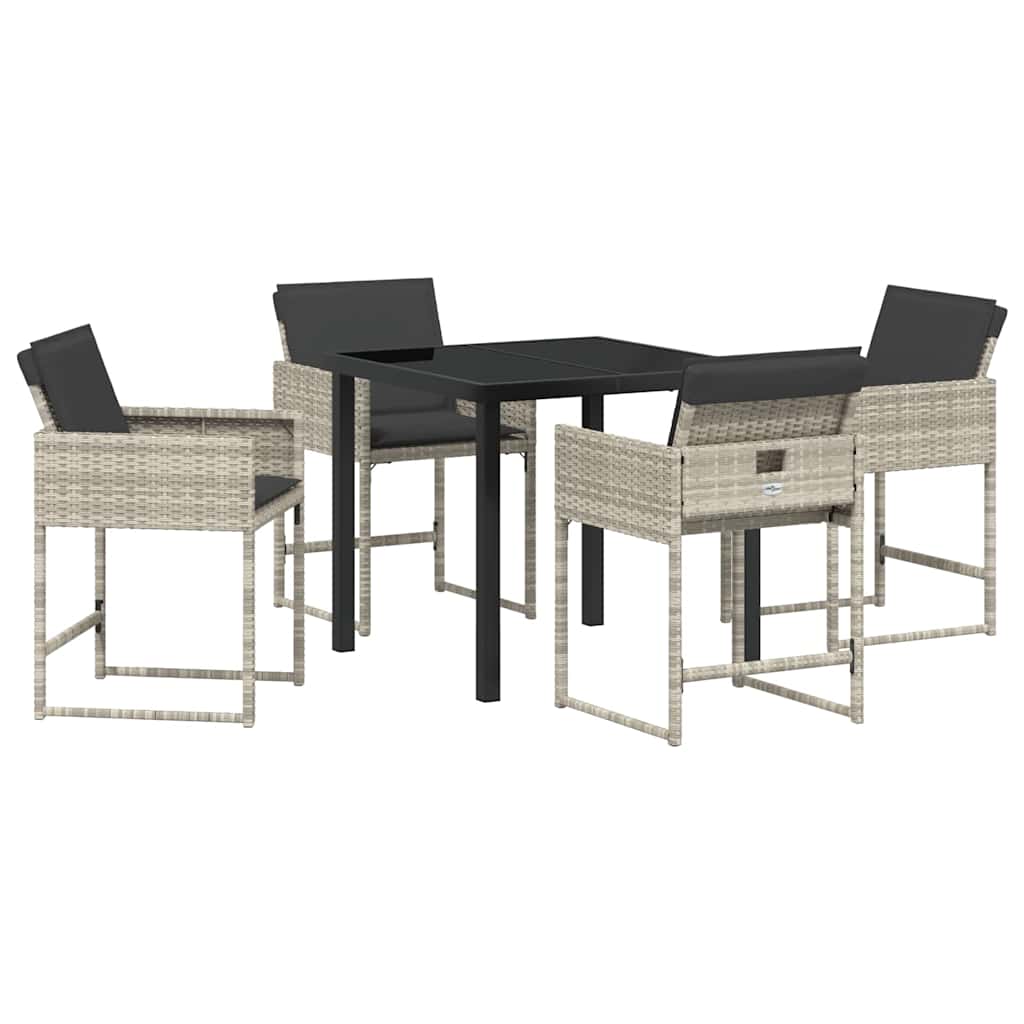 Garden Dining Set 5 pcs Light Grey Poly Rattan