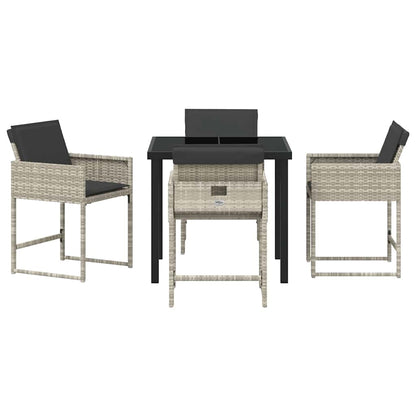 Garden Dining Set 5 pcs Light Grey Poly Rattan