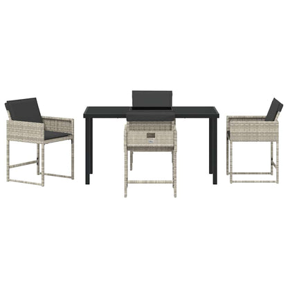 Garden Dining Set 5 pcs Light Grey Poly Rattan