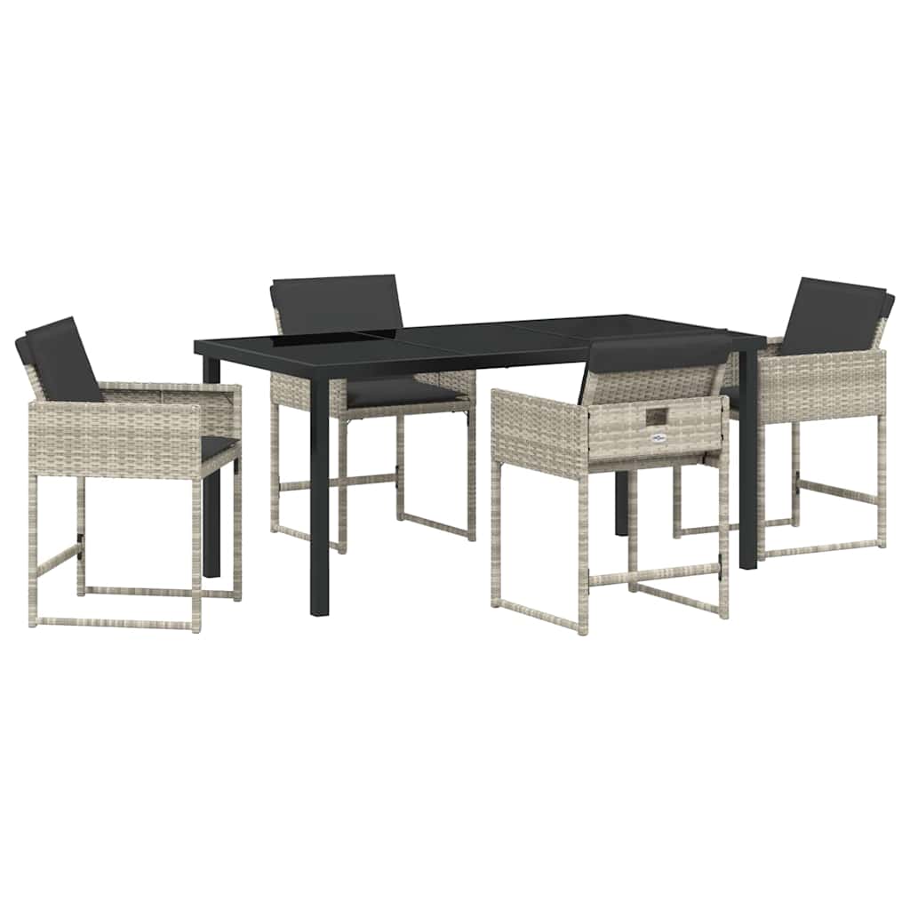 Garden Dining Set 5 pcs Light Grey Poly Rattan