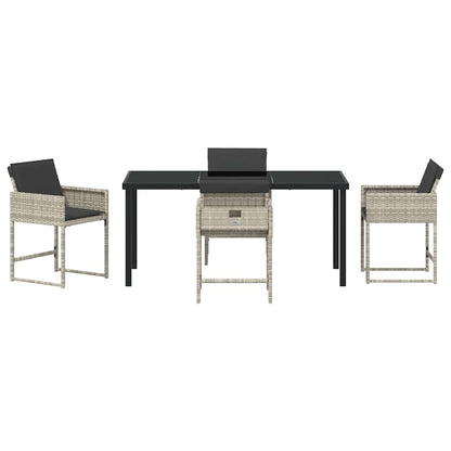 Garden Dining Set 5 pcs Light Grey Poly Rattan