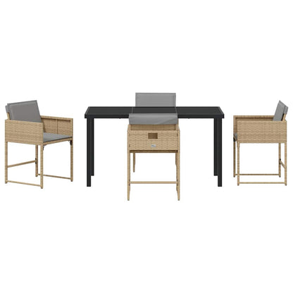 Garden Dining Set 5 pcs Beige Poly Rattan