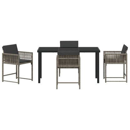 Garden Dining Set 5 pcs Grey Poly Rattan