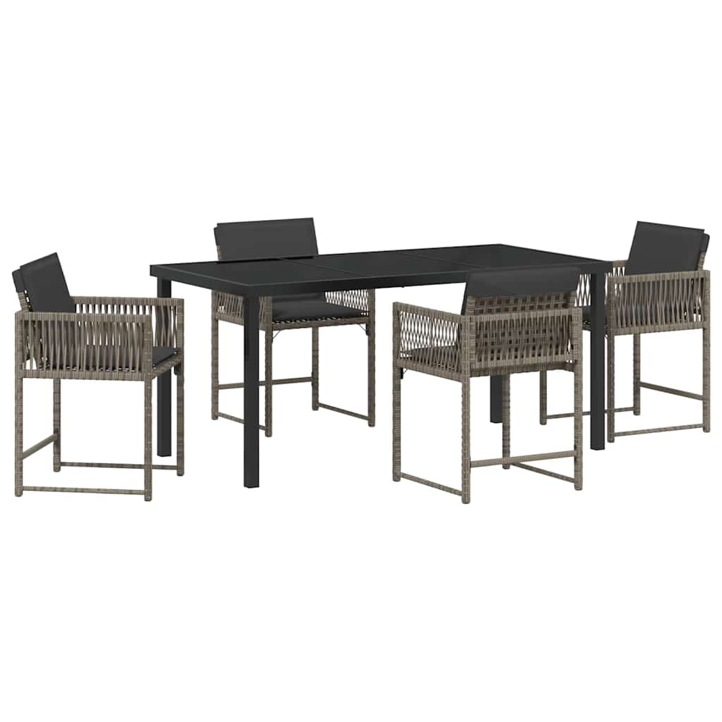 Garden Dining Set 5 pcs Grey Poly Rattan