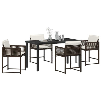 Garden Dining Set 5 pcs Brown Poly Rattan