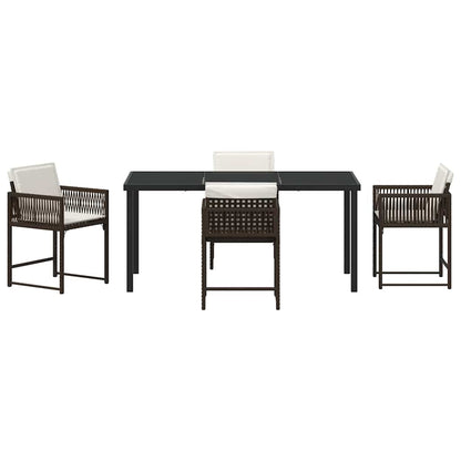 Garden Dining Set 5 pcs Brown Poly Rattan