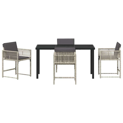 Garden Dining Set 5 pcs Light Grey Poly Rattan