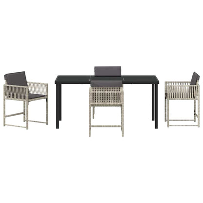 Garden Dining Set 5 pcs Light Grey Poly Rattan