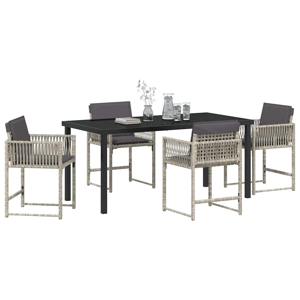 Garden Dining Set 5 pcs Light Grey Poly Rattan