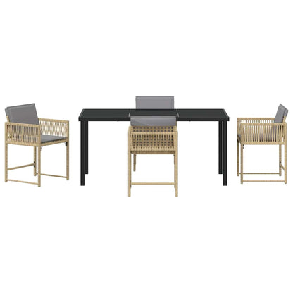 Garden Dining Set 5 pcs Beige Poly Rattan