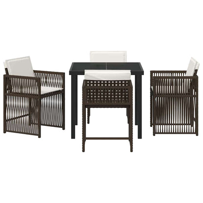 Garden Dining Set 5 pcs Brown Poly Rattan