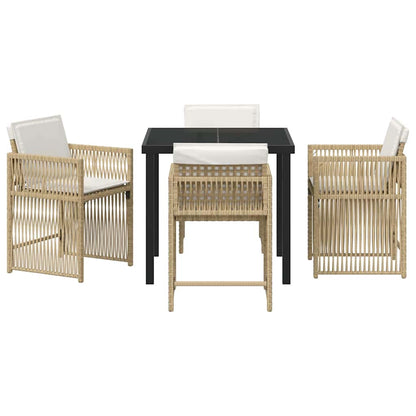 Garden Dining Set 5 pcs Beige Poly Rattan
