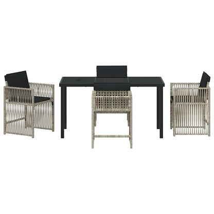 Garden Dining Set 5 pcs Light Grey Poly Rattan