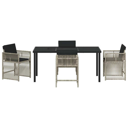 Garden Dining Set 5 pcs Light Grey Poly Rattan