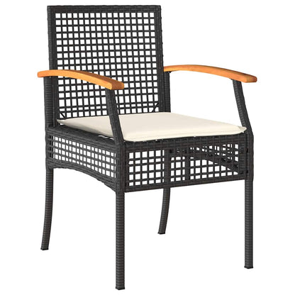 Garden Dining Set with Cushion 5 pcs Black Rattan