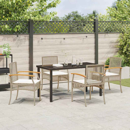 Garden Dining Set 5 pcs Beige and Black Rattan