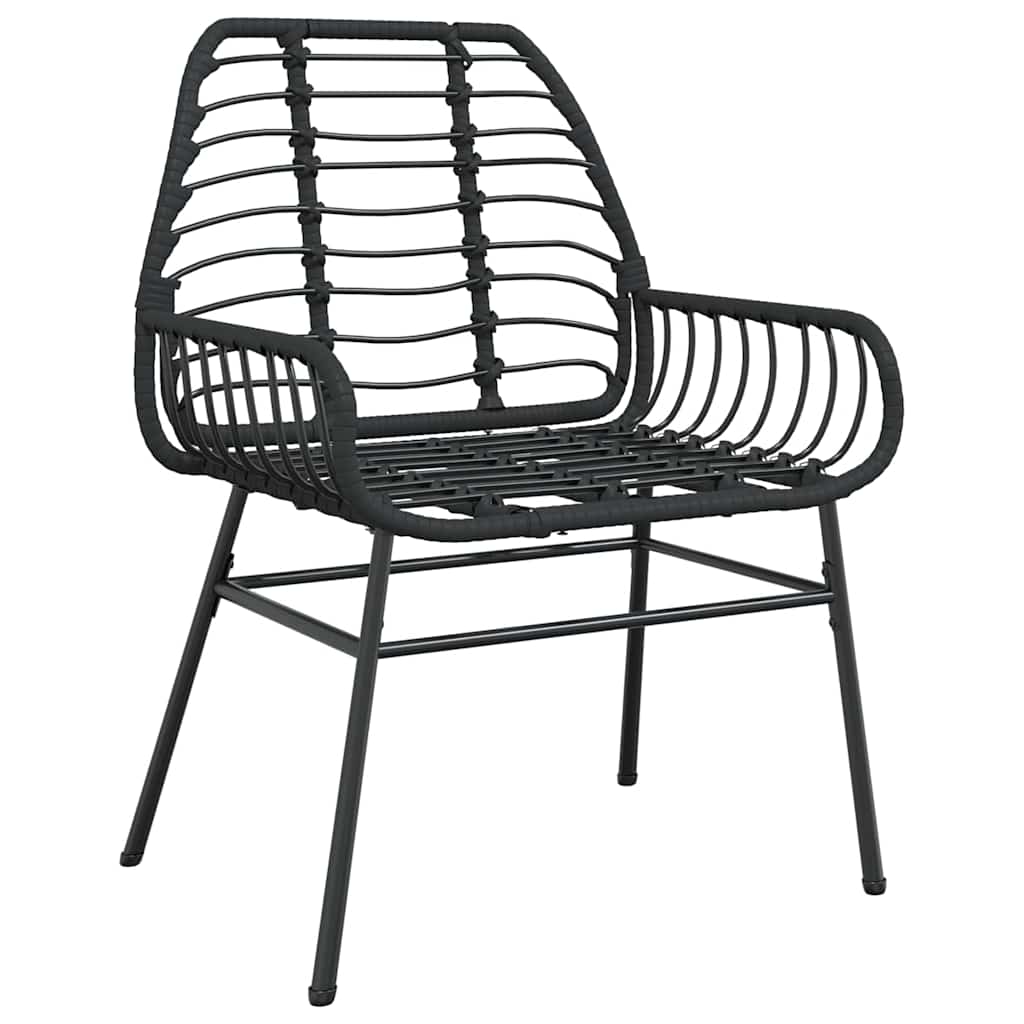 Garden Dining Set 3 pcs Black Poly Rattan