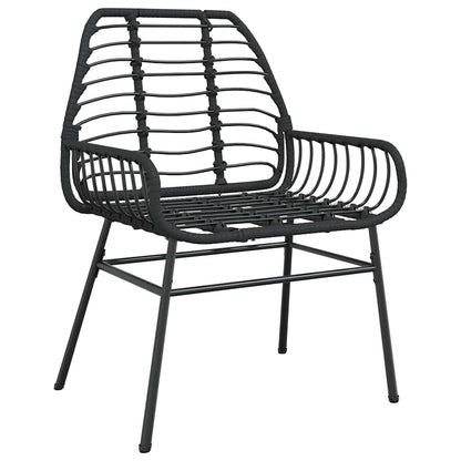 Garden Dining Set 3 pcs Black Poly Rattan