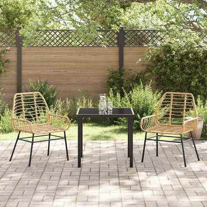 Garden Dining Set 3 pcs Brown Poly Rattan