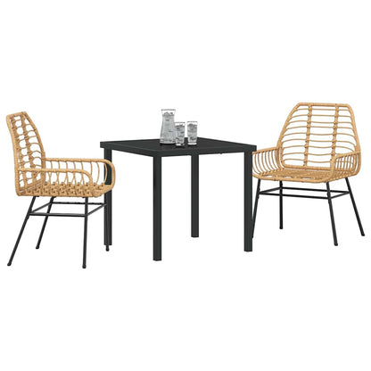 Garden Dining Set 3 pcs Brown Poly Rattan