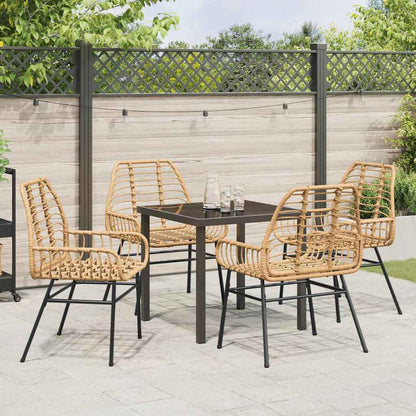 Garden Dining Set 5 pcs Brown Poly Rattan