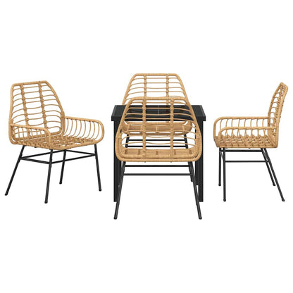 Garden Dining Set 5 pcs Brown Poly Rattan