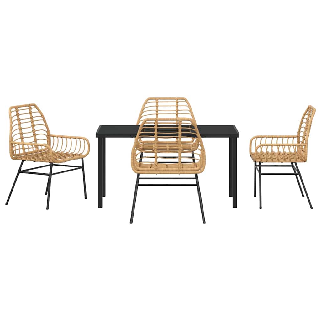 Garden Dining Set 5 pcs Brown Poly Rattan