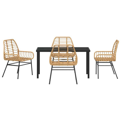 Garden Dining Set 5 pcs Brown Poly Rattan