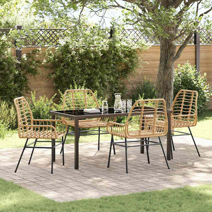 Garden Dining Set 5 pcs Brown Poly Rattan