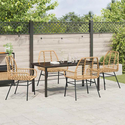 Garden Dining Set 5 pcs Brown Poly Rattan