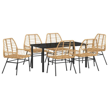 Garden Dining Set 7 pcs Brown Poly Rattan