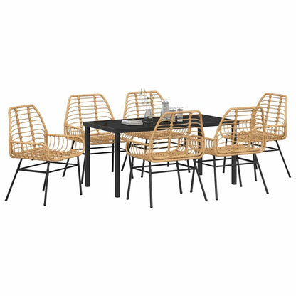 Garden Dining Set 7 pcs Brown Poly Rattan