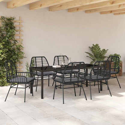 Garden Dining Set 7 pcs Black Poly Rattan