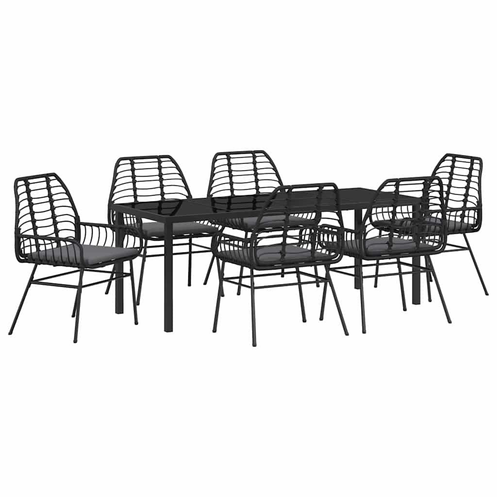 Garden Dining Set 7 pcs Black Poly Rattan
