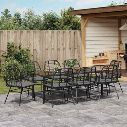 Garden Dining Set 9 pcs Black Poly Rattan