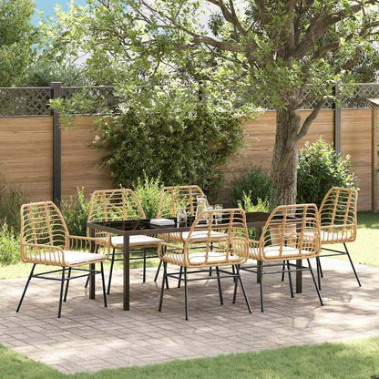 Garden Dining Set 7 pcs Brown Poly Rattan