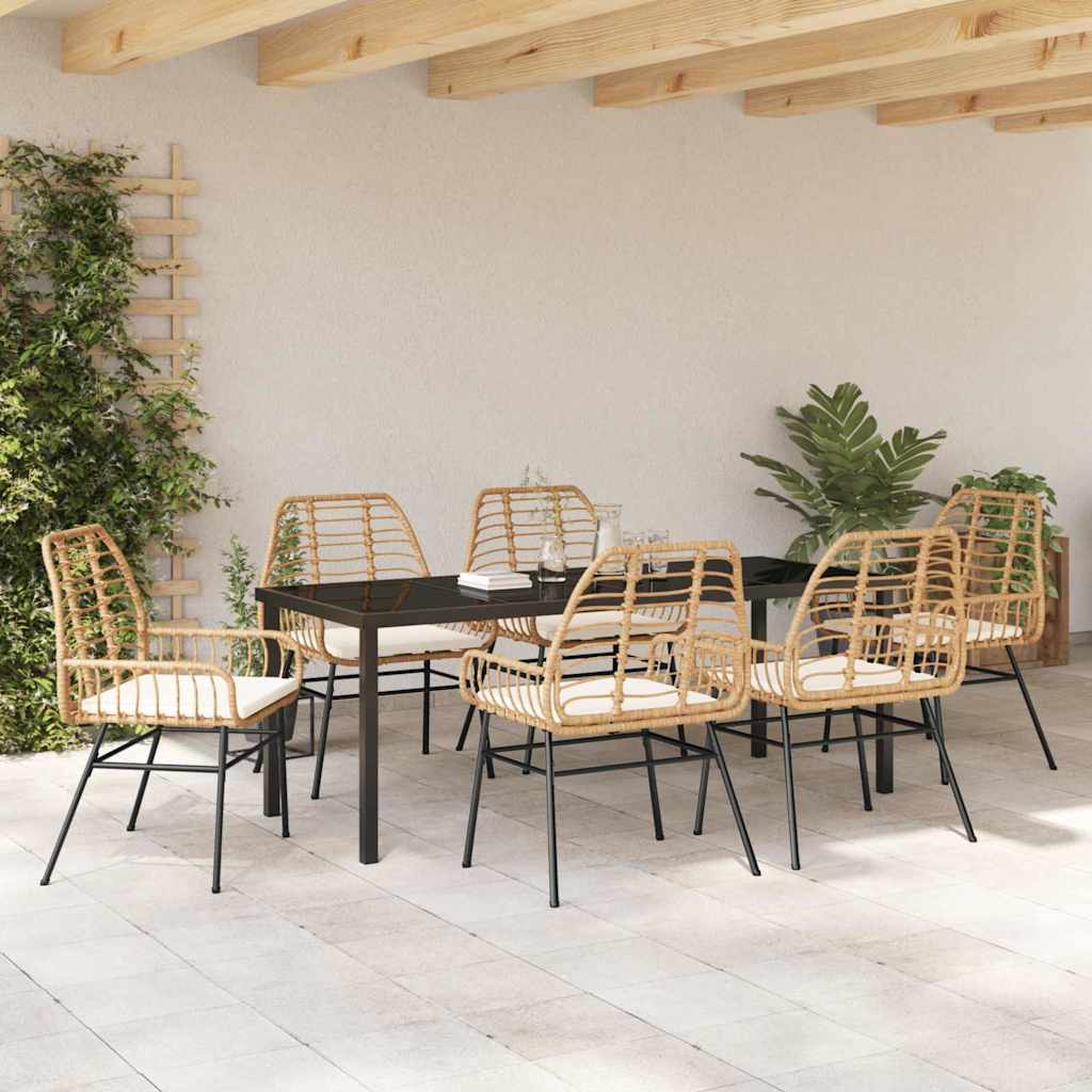Garden Dining Set 7 pcs Brown Poly Rattan