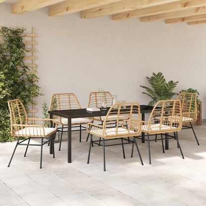 Garden Dining Set 7 pcs Brown Poly Rattan