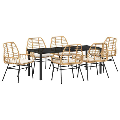 Garden Dining Set 7 pcs Brown Poly Rattan
