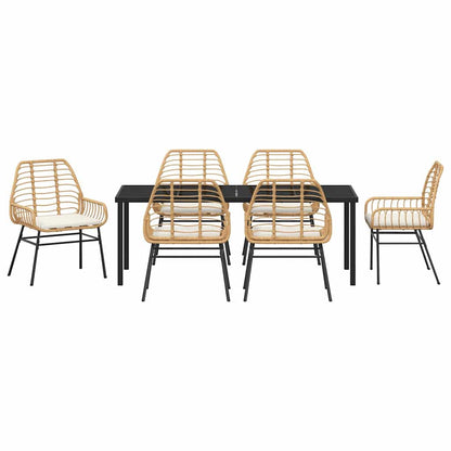 Garden Dining Set 7 pcs Brown Poly Rattan