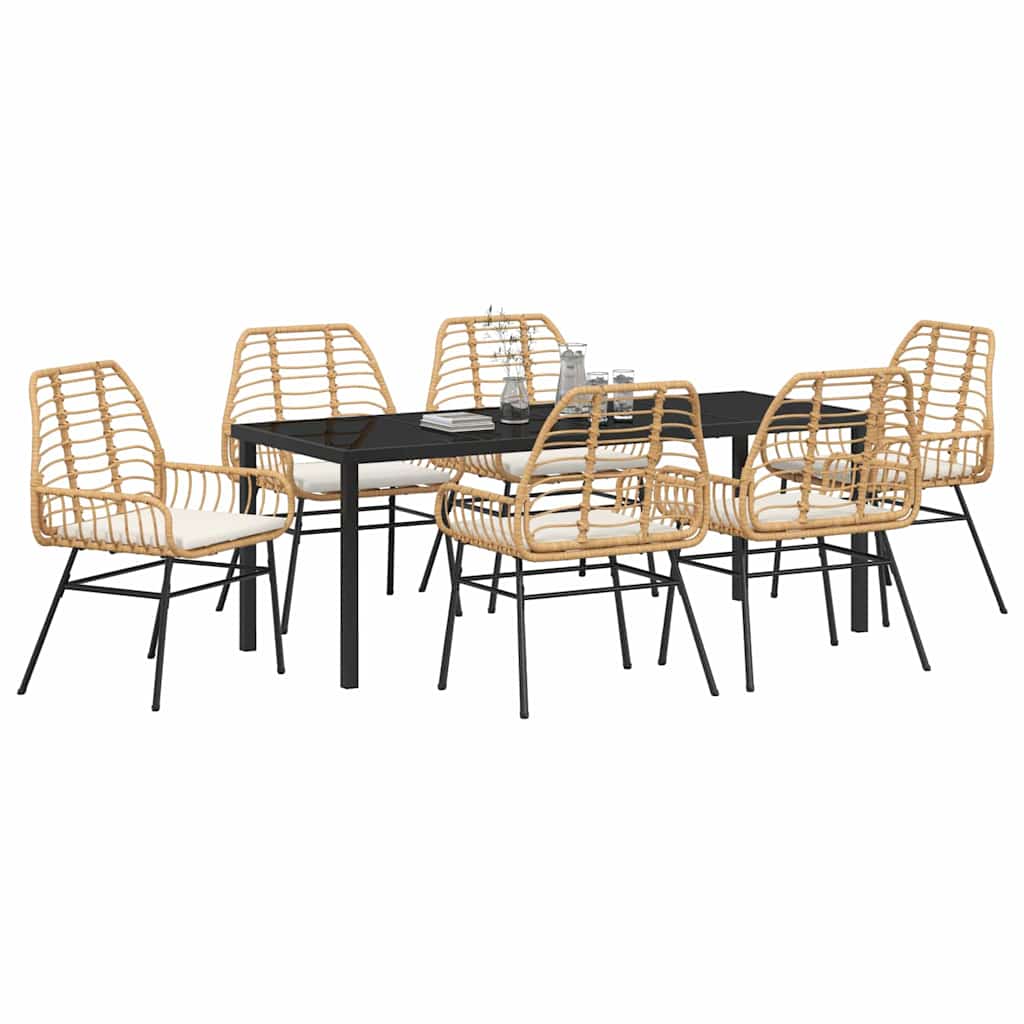 Garden Dining Set 7 pcs Brown Poly Rattan
