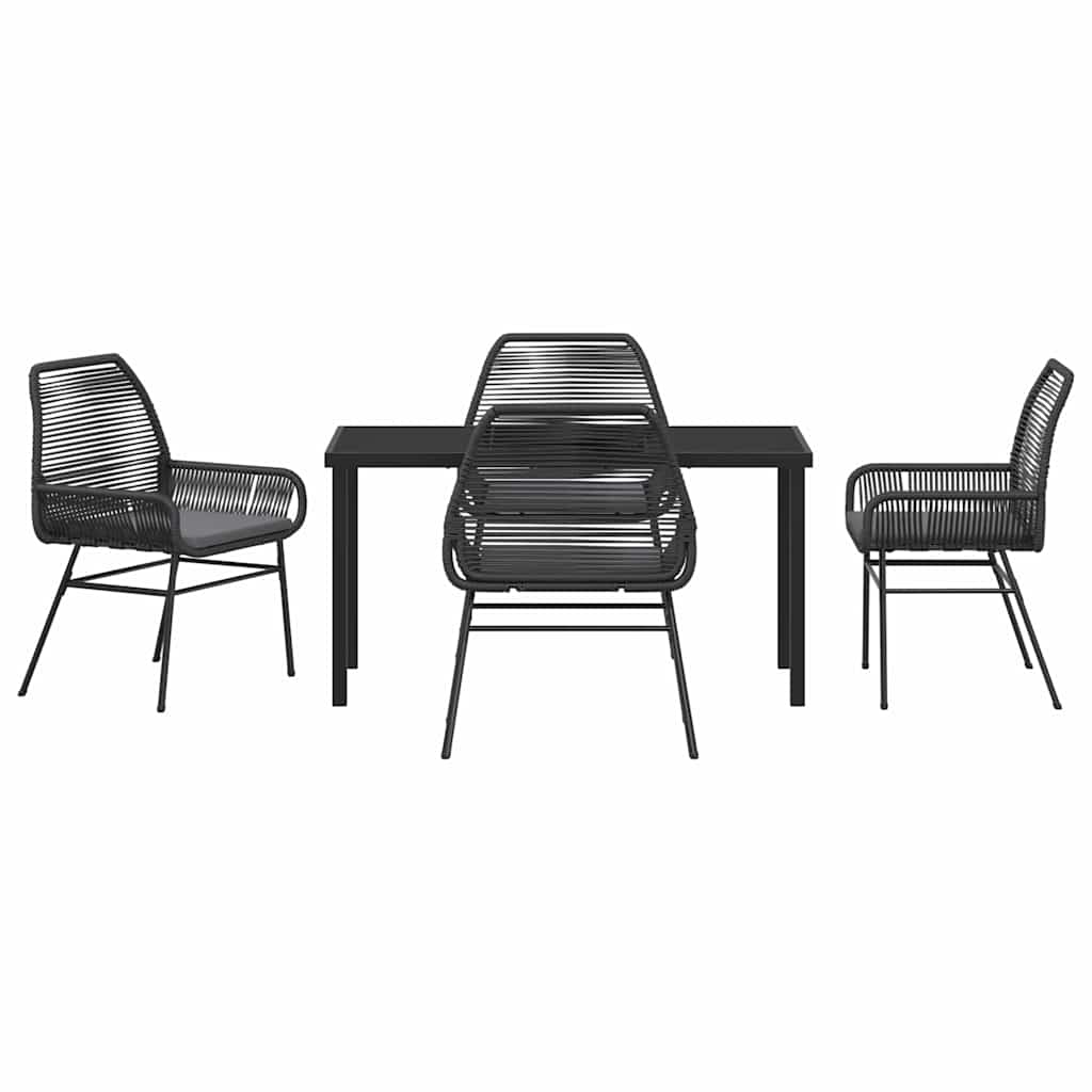 Garden Dining Set 5 pcs Black Poly Rattan