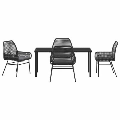 Garden Dining Set 5 pcs Black Poly Rattan