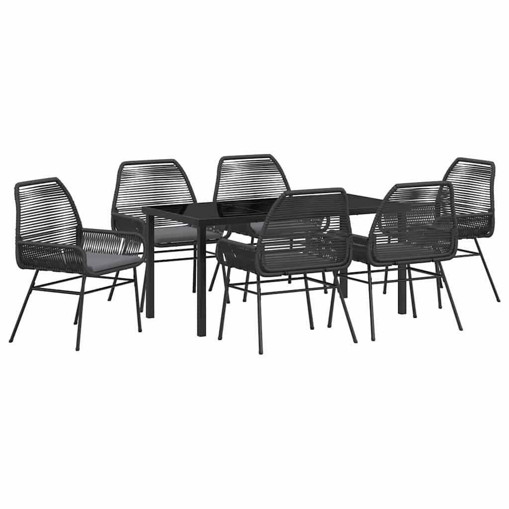Garden Dining Set 7 pcs Black Poly Rattan