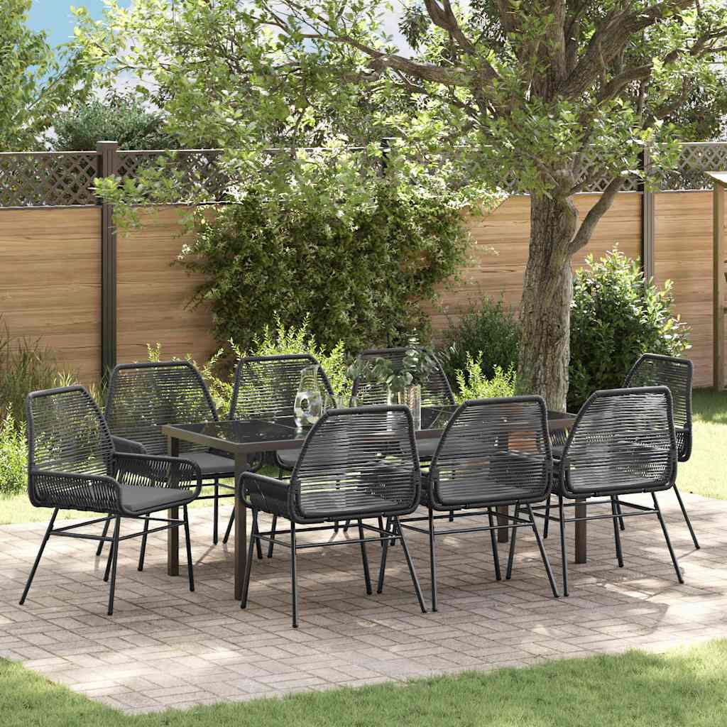 Garden Dining Set 9 pcs Black Poly Rattan
