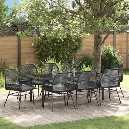 Garden Dining Set 9 pcs Black Poly Rattan