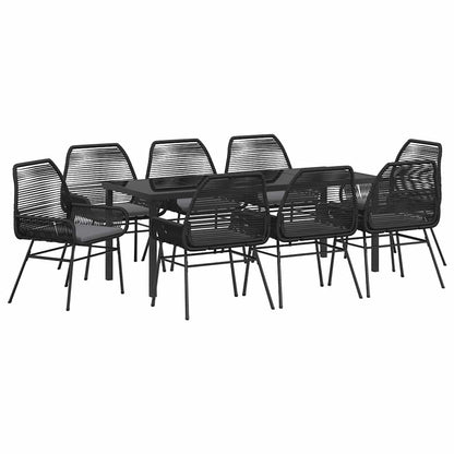 Garden Dining Set 9 pcs Black Poly Rattan